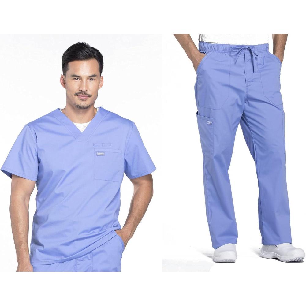 imageCherokee WW675 Mens V Neck Tapered Leg Front Cargo Pants Set WW675