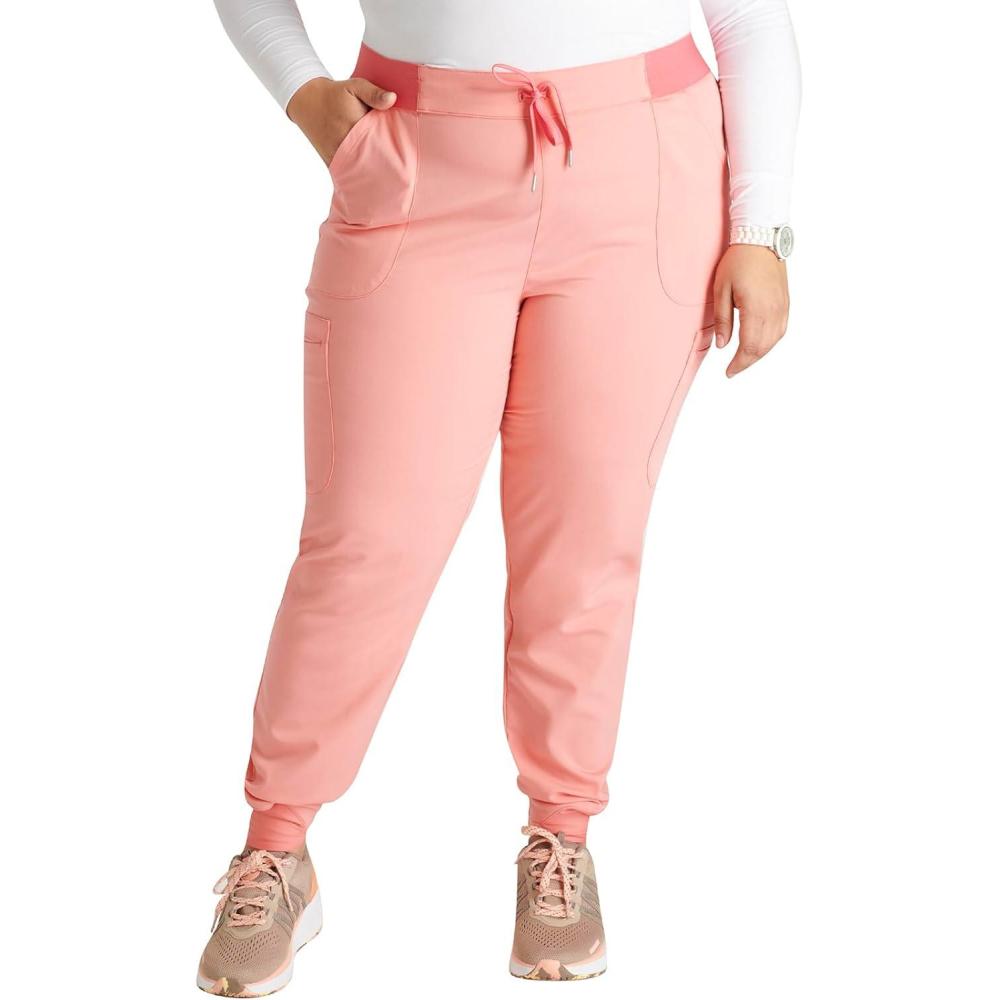 imageCherokee Women MidRise PullOn Scrub Jogger Pant with 4 Pockets and Elastic Jogger Waist CK138ASugar Melon