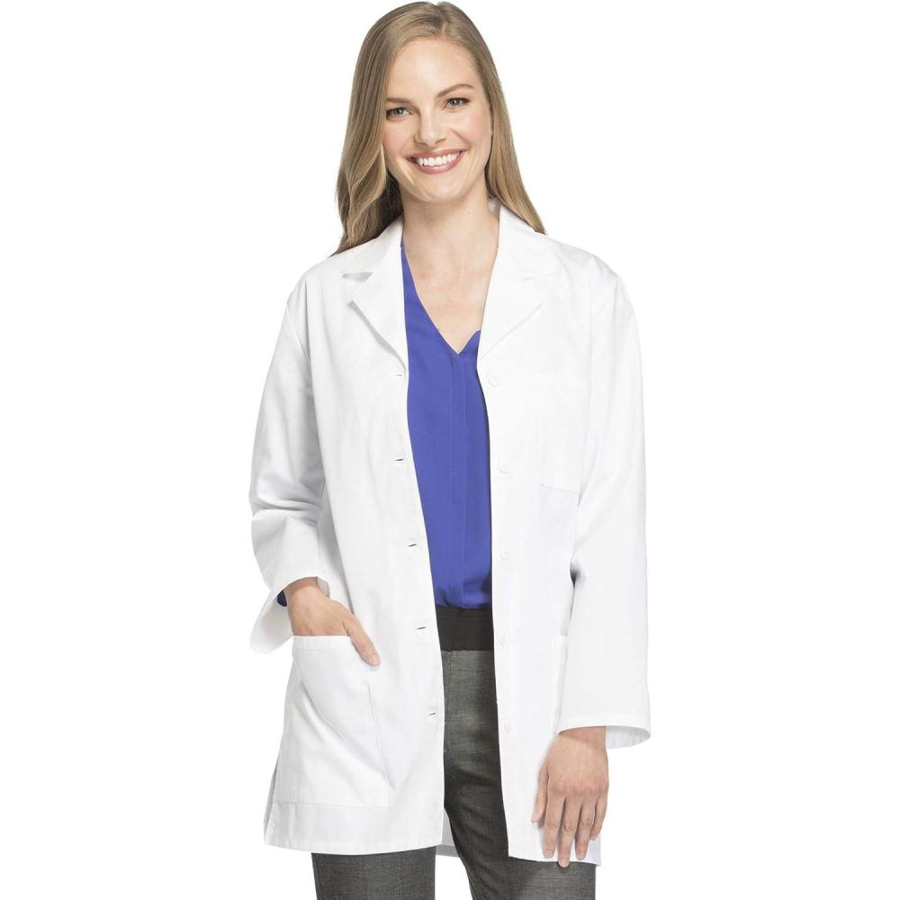 imageCherokee Women Scrub Lab Coat Traditional fit with Two Patch Pockets and a Chest Pocket 1462White