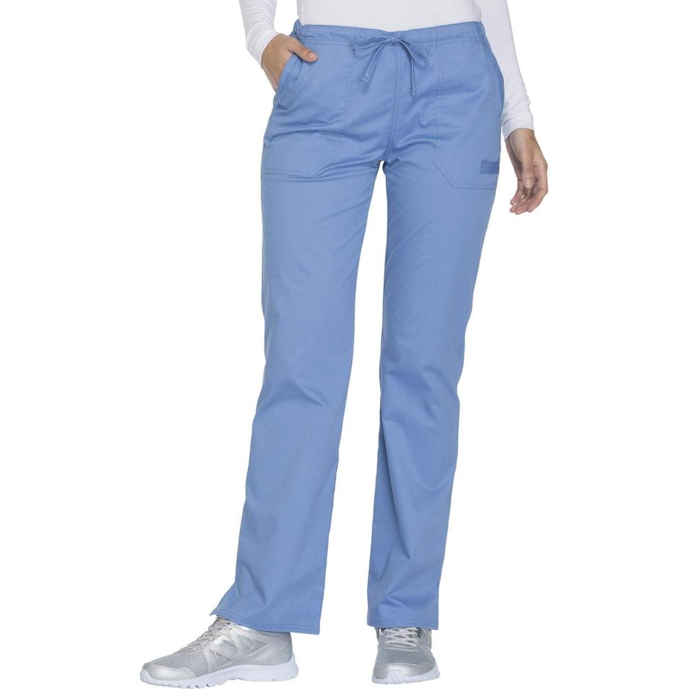 imageCherokee Women Scrubs Pant Workwear Core Stretch Mid Rise Straight Leg Drawstring WW130Ciel