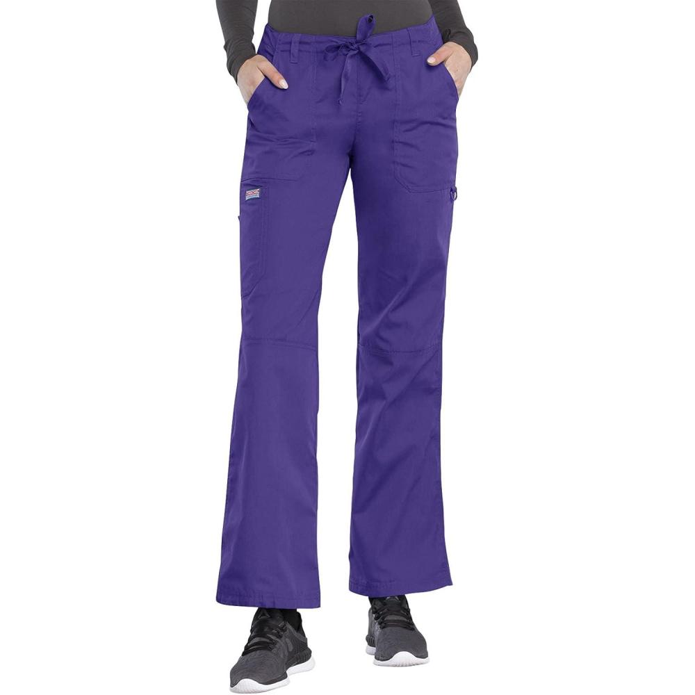 imageCherokee Women Scrubs Pant Workwear Originals Drawstring Cargo 4020Grape