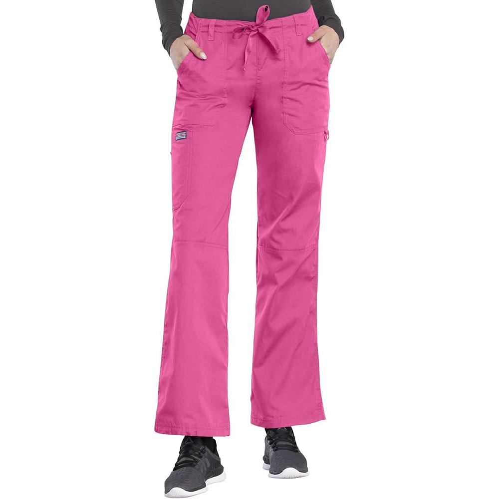 imageCherokee Women Scrubs Pant Workwear Originals Drawstring Cargo 4020Shocking Pink
