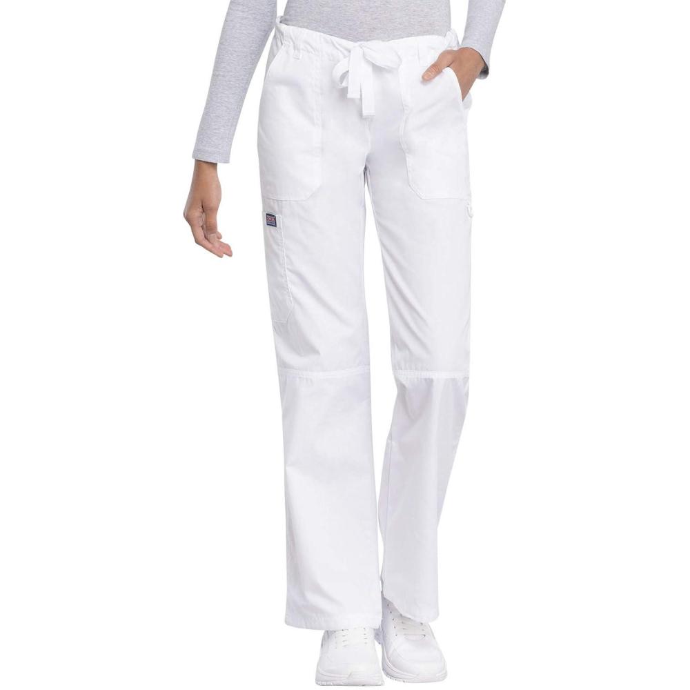 imageCherokee Women Scrubs Pant Workwear Originals Drawstring Cargo 4020White