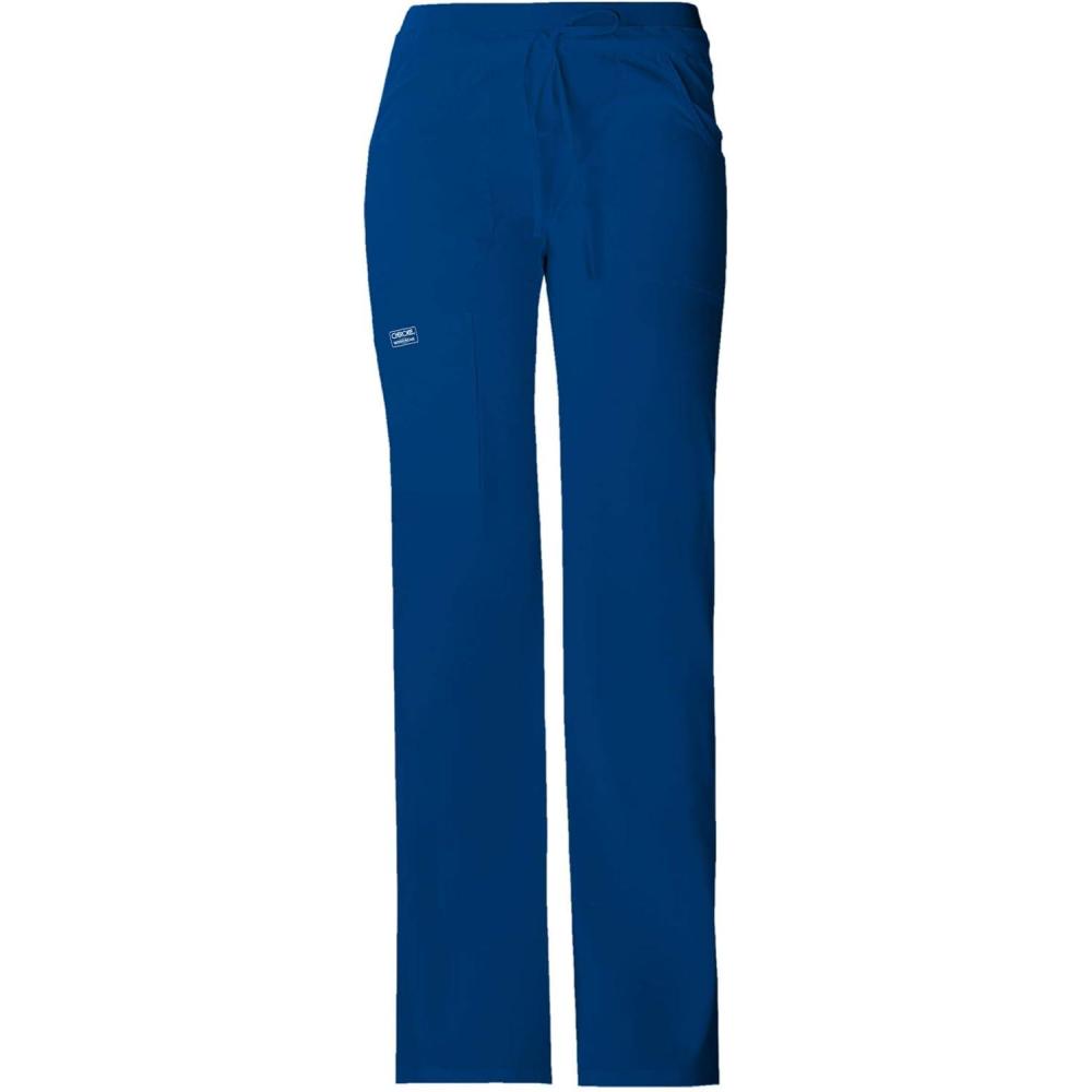 imageCherokee Women Scrubs Pants Low Rise Flare Leg Bottoms Adjustable Drawstring with 6 Pockets 24001Galaxy Blue