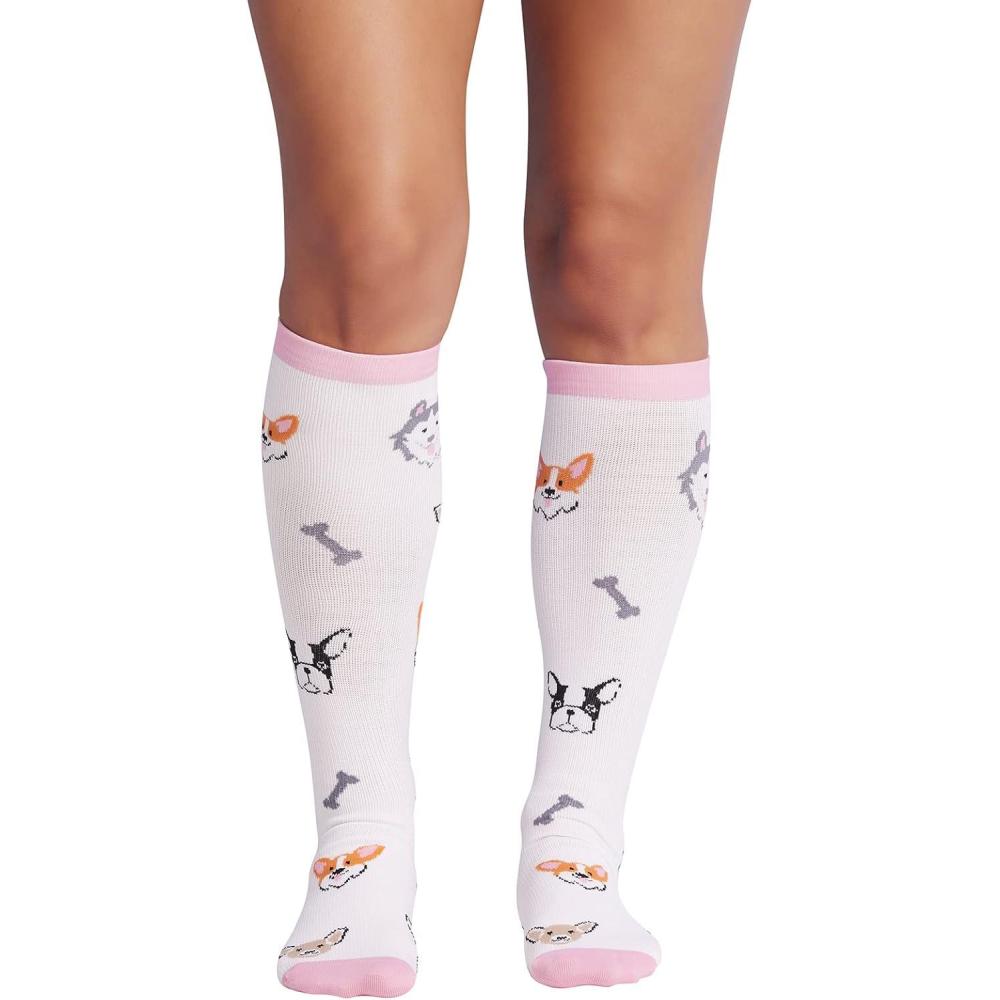 imageCherokee Womens 1015mmHg Compression Socks Fun Print Knee Highs with Light Support Soft Feel PRINTSUPPORTDog Love