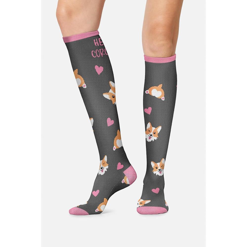 imageCherokee Womens 1015mmHg Compression Socks Fun Print Knee Highs with Light Support Soft Feel PRINTSUPPORTHello Gorgeous