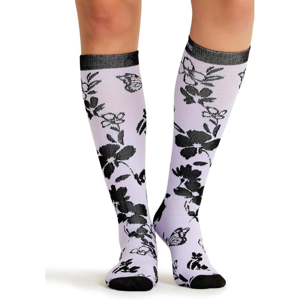 imageCherokee Womens 1015mmHg Compression Socks Fun Print Knee Highs with Light Support Soft Feel PRINTSUPPORTLavender Garden
