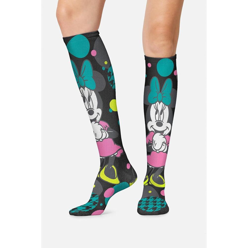 imageCherokee Womens 1015mmHg Compression Socks Fun Print Knee Highs with Light Support Soft Feel PRINTSUPPORTMinnie Houndstooth
