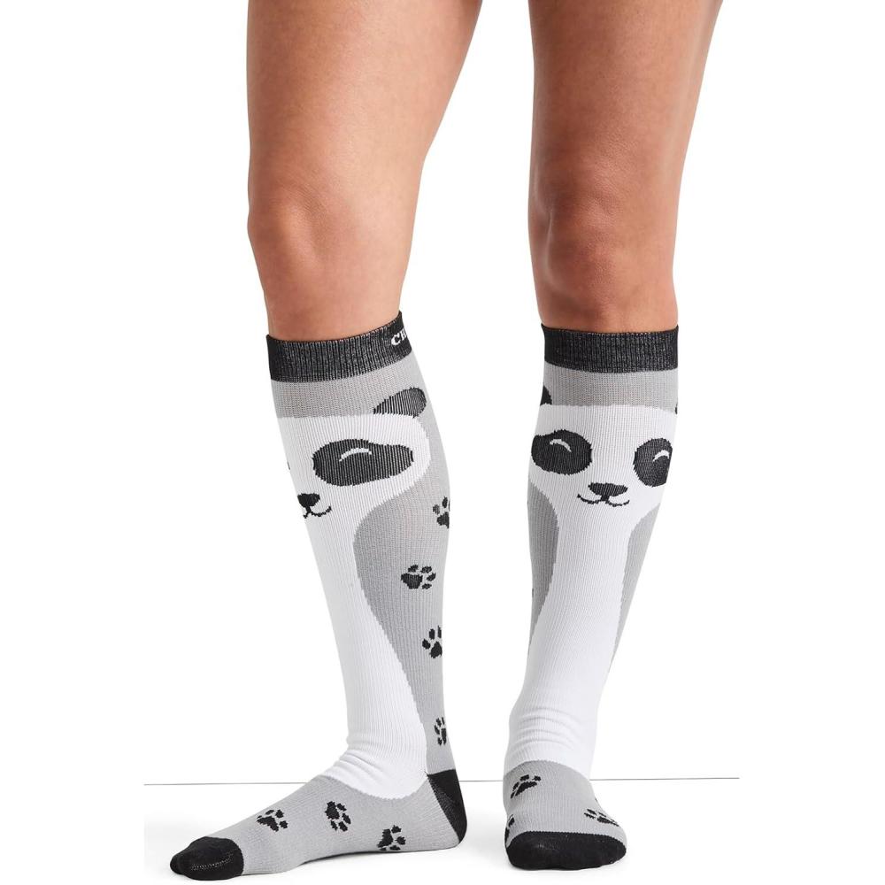 imageCherokee Womens 1015mmHg Compression Socks Fun Print Knee Highs with Light Support Soft Feel PRINTSUPPORTPeaking Panda