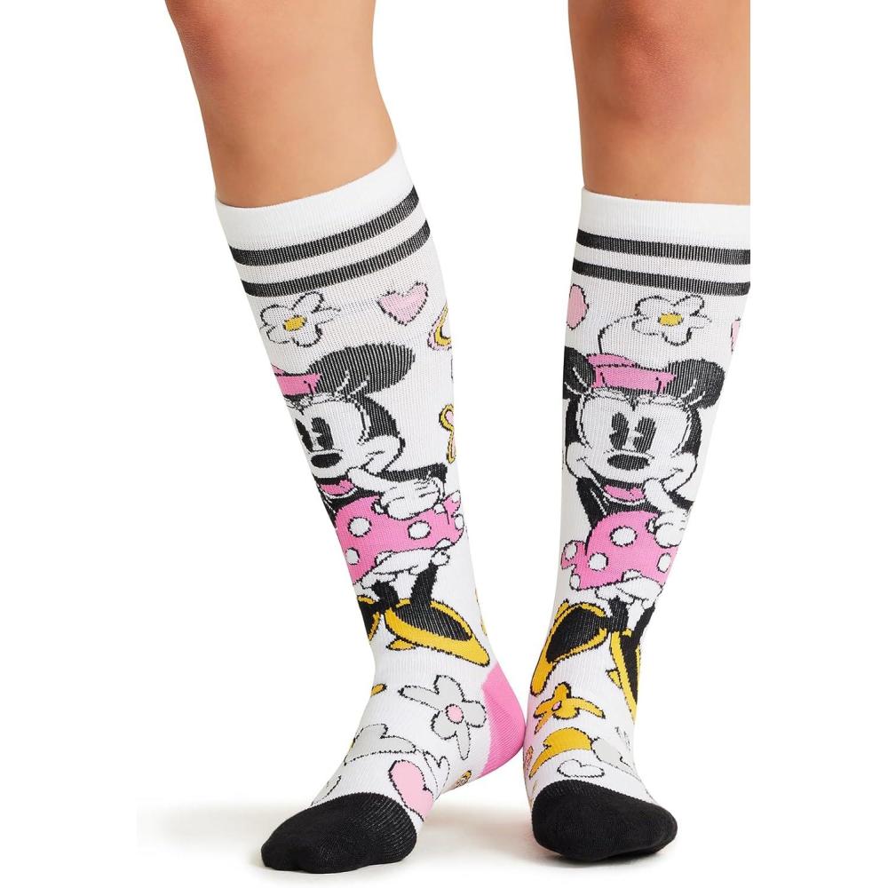 imageCherokee Womens 1015mmHg Compression Socks Fun Print Knee Highs with Light Support Soft Feel PRINTSUPPORTSo Cute Minnie