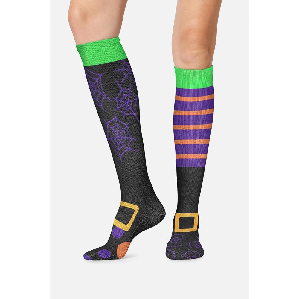 imageCherokee Womens 1015mmHg Compression Socks Fun Print Knee Highs with Light Support Soft Feel PRINTSUPPORTWitching Hour