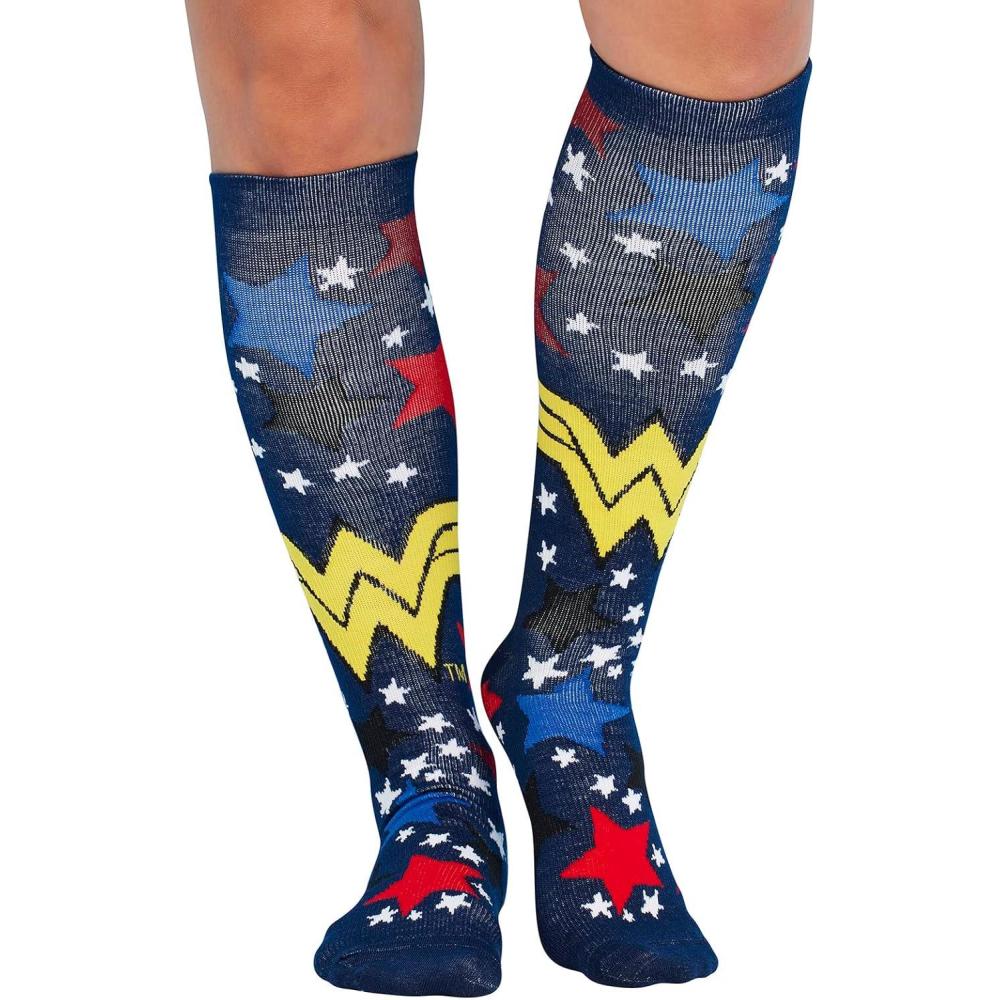 imageCherokee Womens 1015mmHg Compression Socks Fun Print Knee Highs with Light Support Soft Feel PRINTSUPPORTWonder Stars
