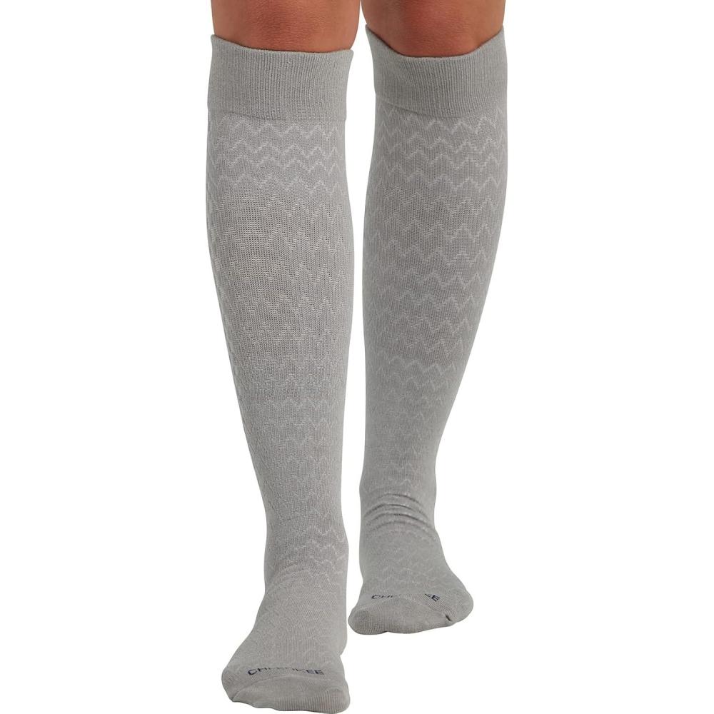 imageCherokee Womens Compression Socks 1015 mmHg Knee High 4Pair Pack Soft Fit Regular amp Wide Calf TRUESUPPORTCloudy