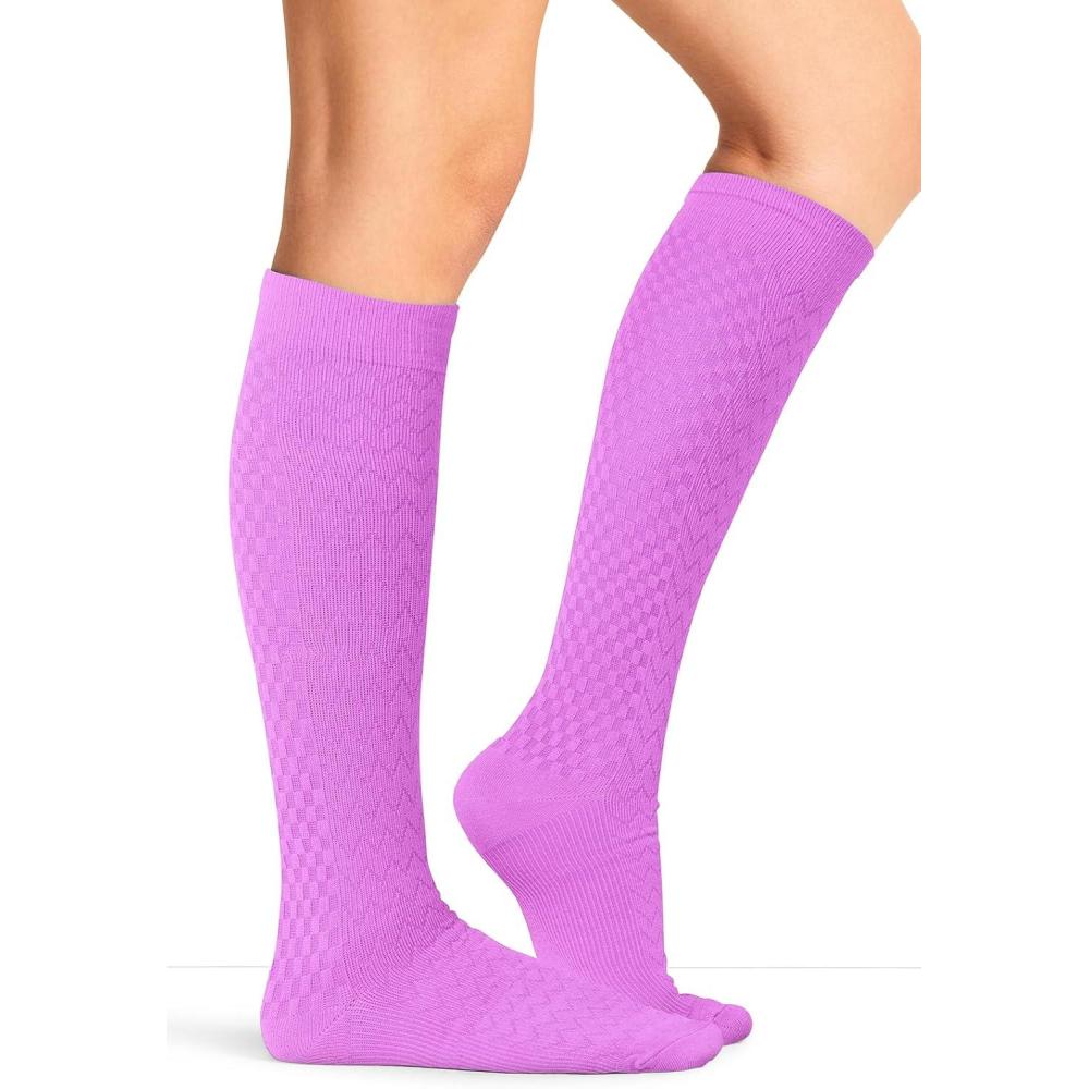 imageCherokee Womens Compression Socks 1015 mmHg Knee High 4Pair Pack Soft Fit Regular amp Wide Calf TRUESUPPORTSweet Berry