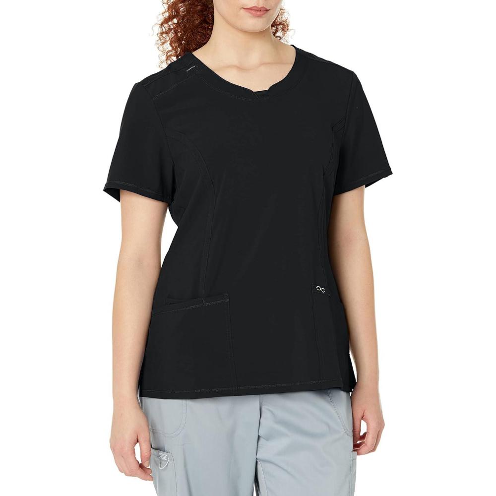 imageCherokee Womens Infinity Crew Neck Scrubs ShirtBlack