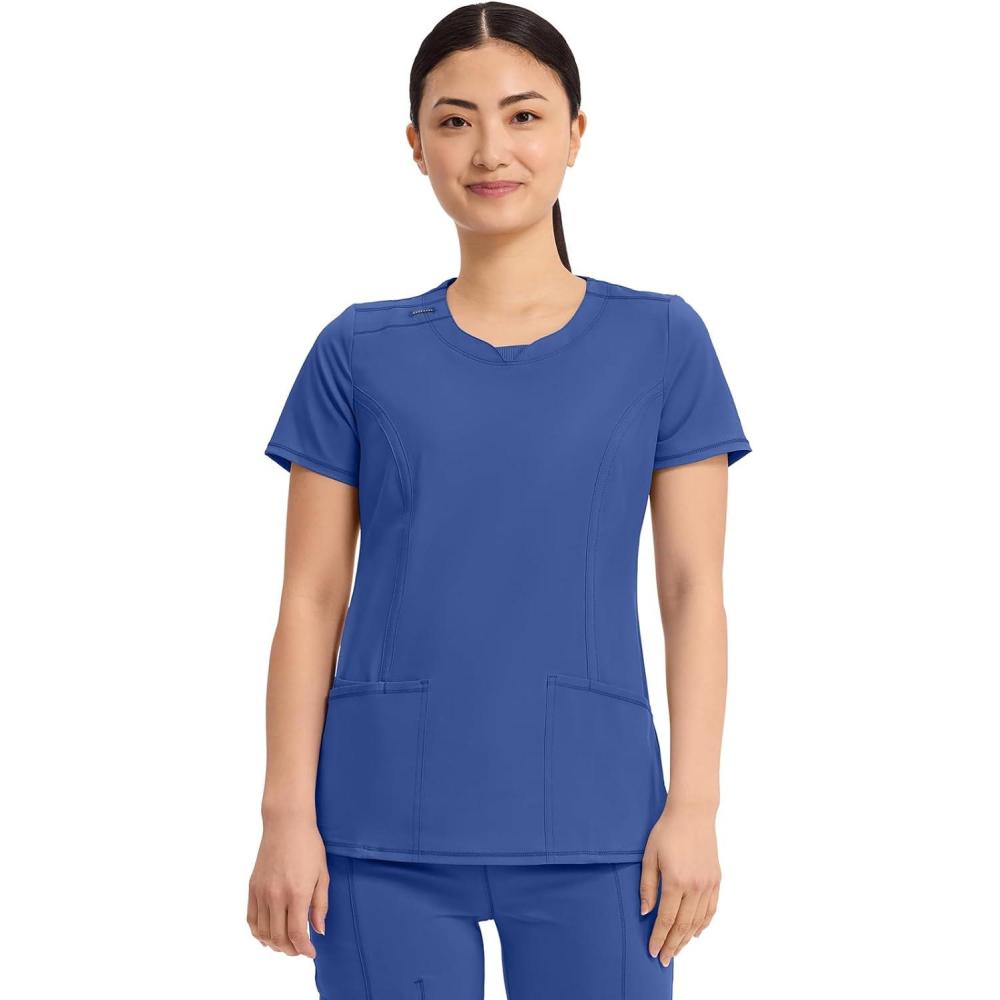 imageCherokee Womens Infinity Crew Neck Scrubs ShirtGalaxy Blue