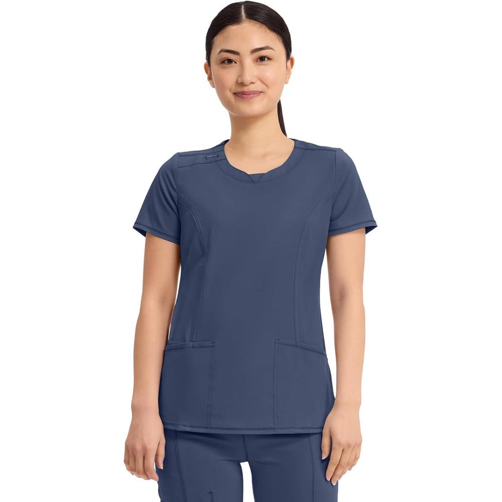 imageCherokee Womens Infinity Crew Neck Scrubs ShirtNavy