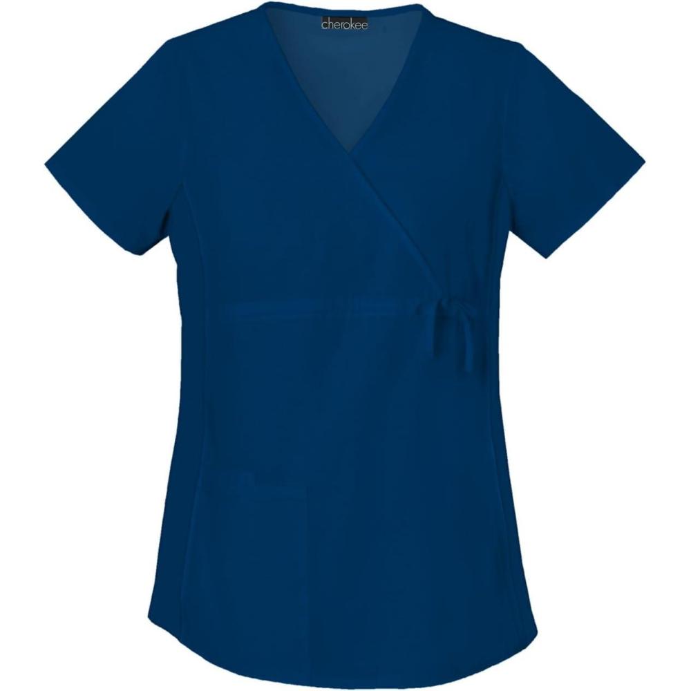 imageCherokee Womens Maternity Mock Wrap Knit Panel TopNavy Blue