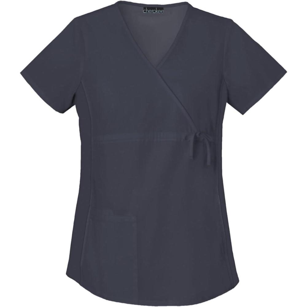 imageCherokee Womens Maternity Mock Wrap Knit Panel TopPewter