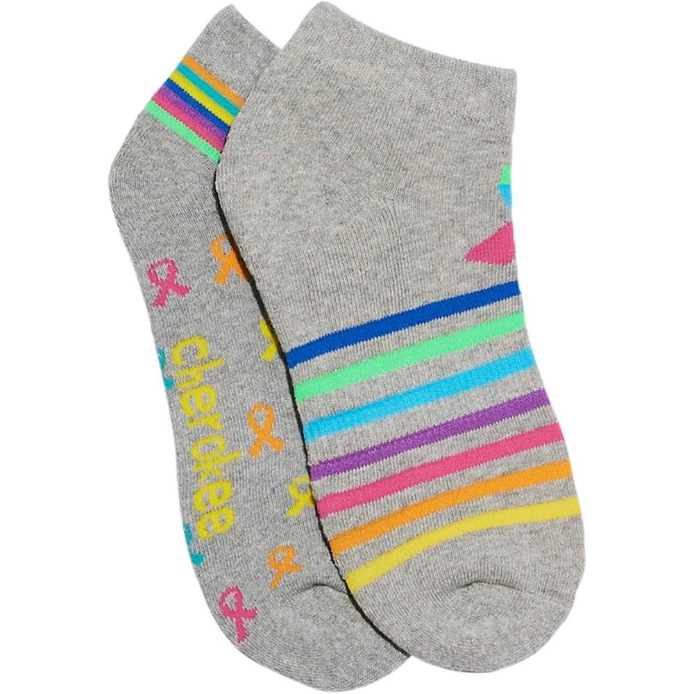 imageCherokee Womens No Show Socks 2Pack Cushioned Compression Arch Support Ankle Socks for Everyday Comfort 2GOODStriped Multi Ribbons