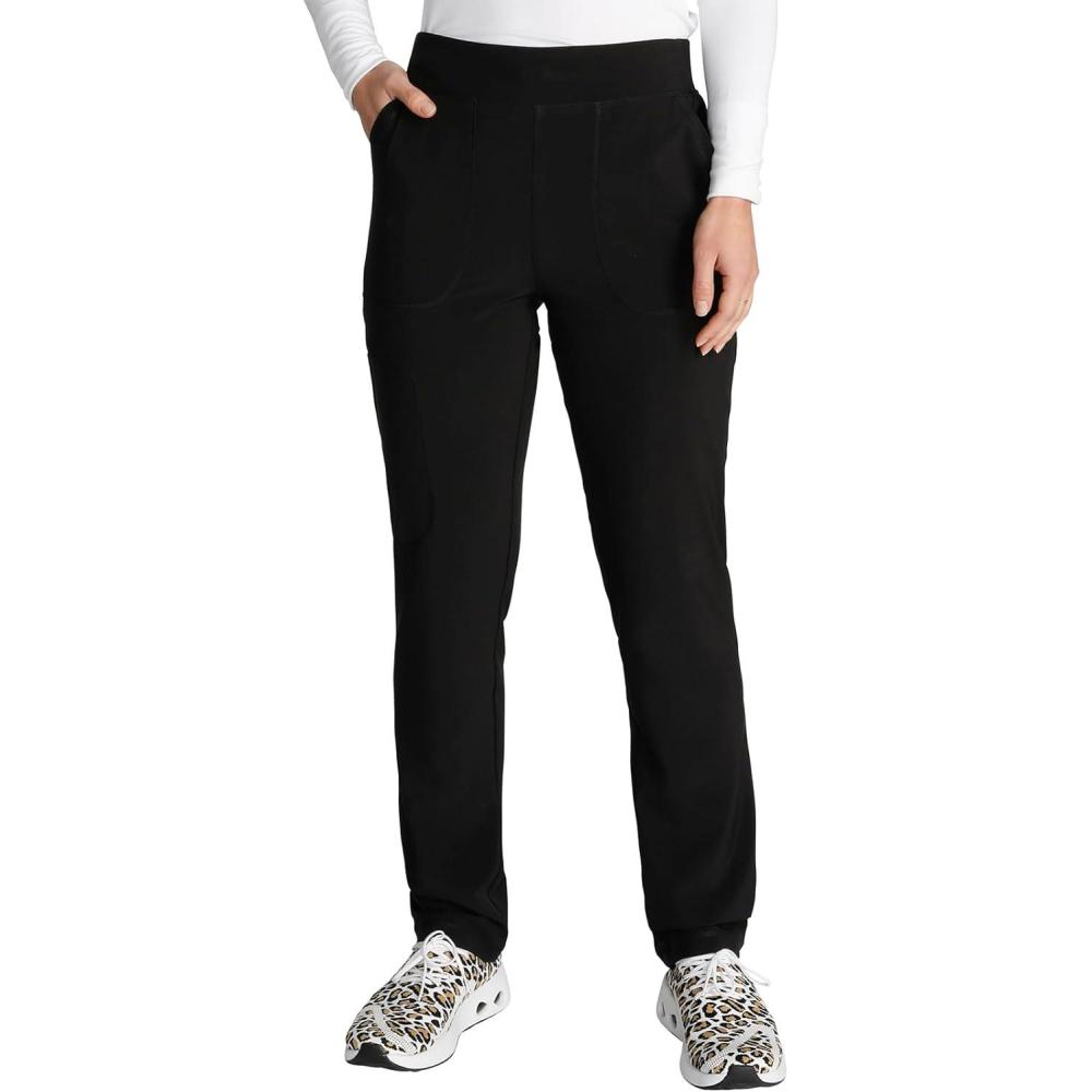 imageCherokee Womens Pullon Cargo Scrub Pant Mid Rise Tapered Leg with 4 Pockets  CK248ABlack