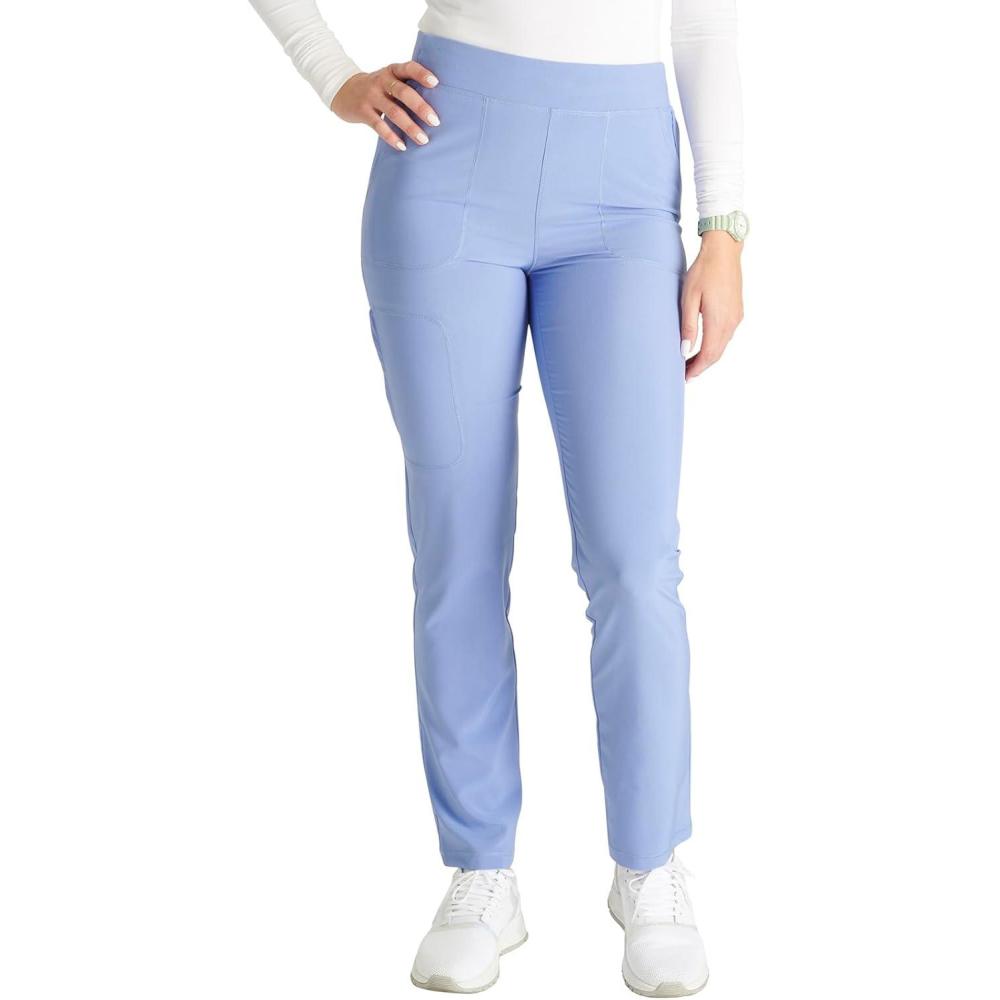 imageCherokee Womens Pullon Cargo Scrub Pant Mid Rise Tapered Leg with 4 Pockets CK248ACiel
