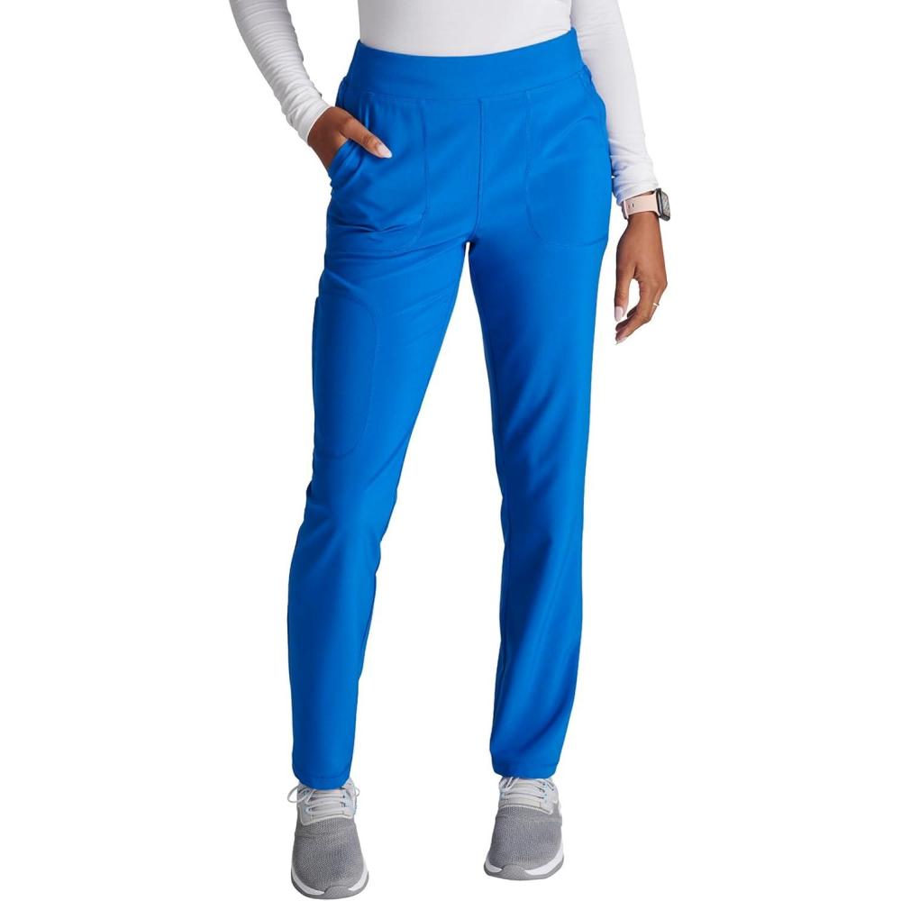 imageCherokee Womens Pullon Cargo Scrub Pant Mid Rise Tapered Leg with 4 Pockets CK248ARoyal
