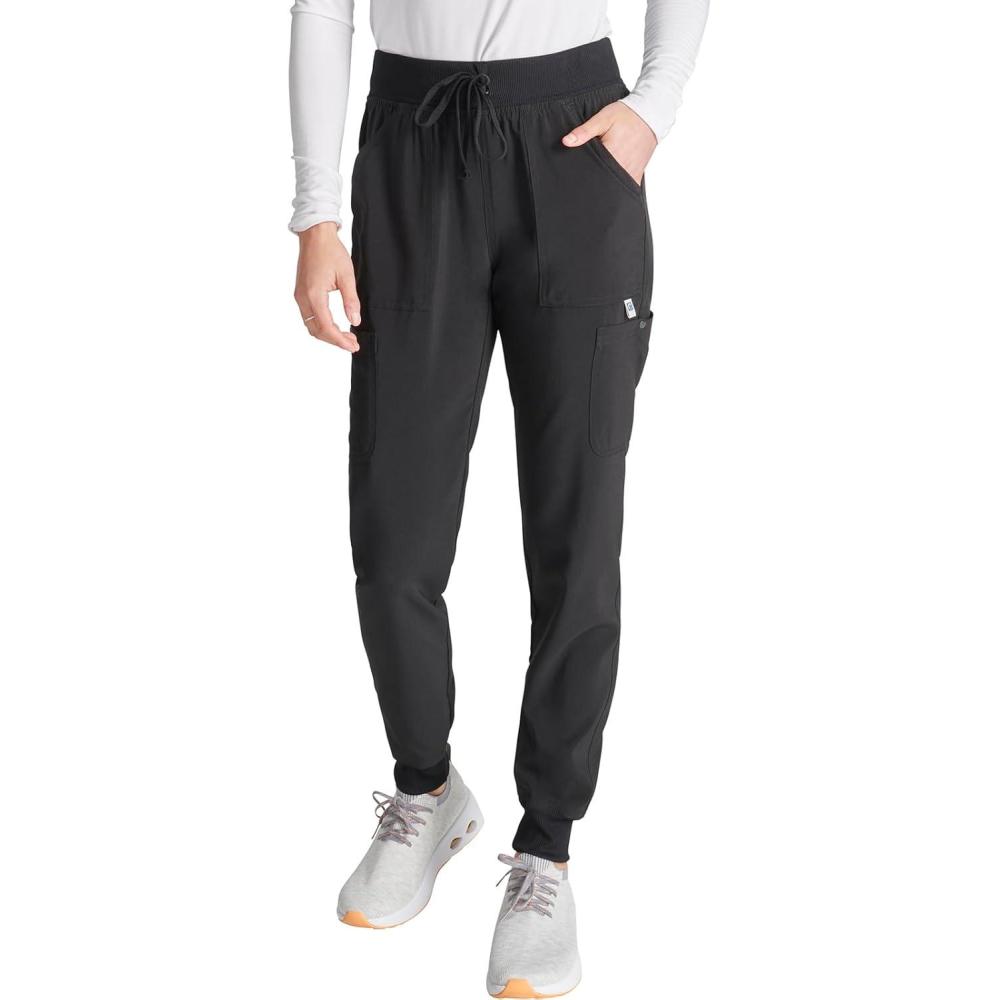 imageCherokee Womens Scrub Jogger Pants Natural Rise with 4 Pockets and Drawstring Waistband CK249ABlack