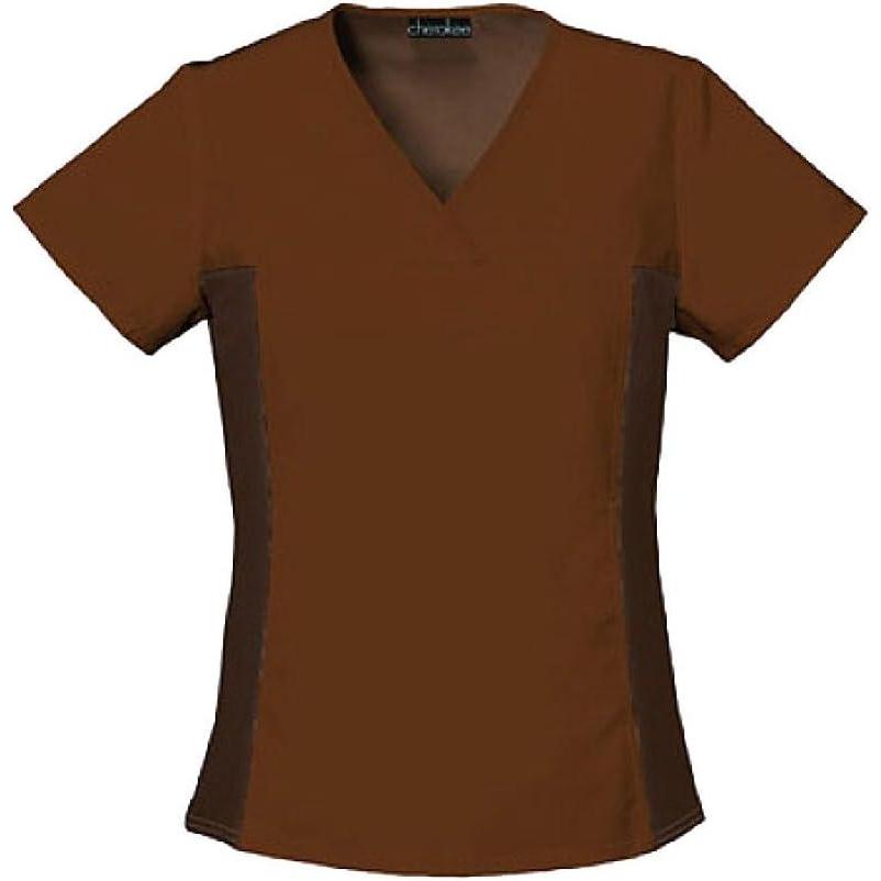 imageCherokee Womens V Neck Scrubs ShirtChocolate