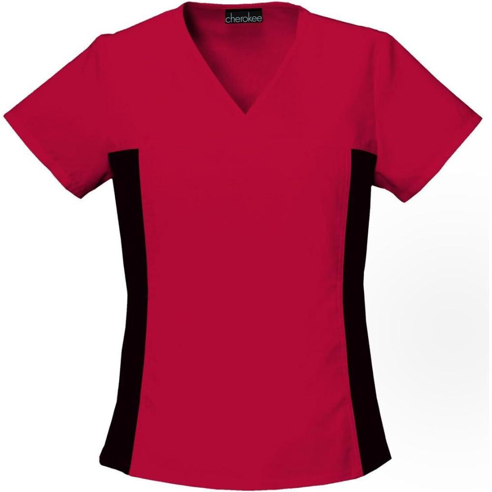 imageCherokee Womens V Neck Scrubs ShirtRed