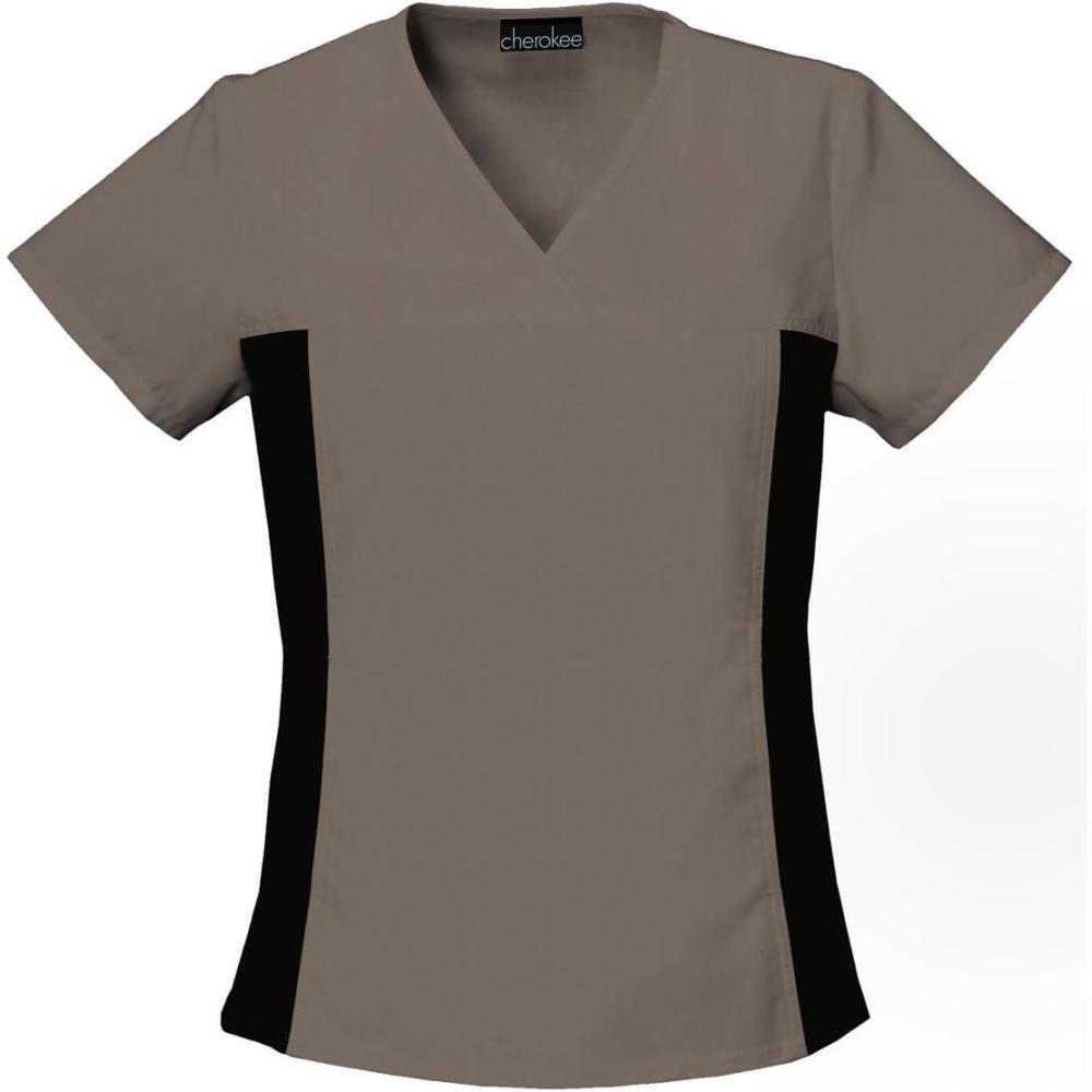 imageCherokee Womens V Neck Scrubs ShirtTaupe