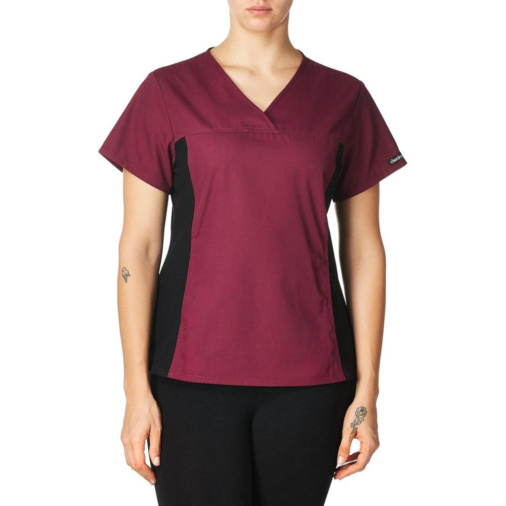 imageCherokee Womens V Neck Scrubs ShirtWine