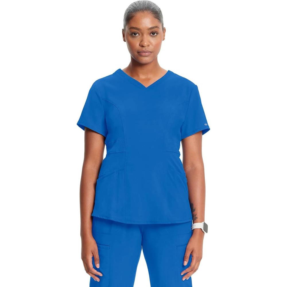 imageInfinity Cherokee VNeck Womens Nurse Scrub Top 4Way Stretch Superior Performance and Comfort CK623ARoyal