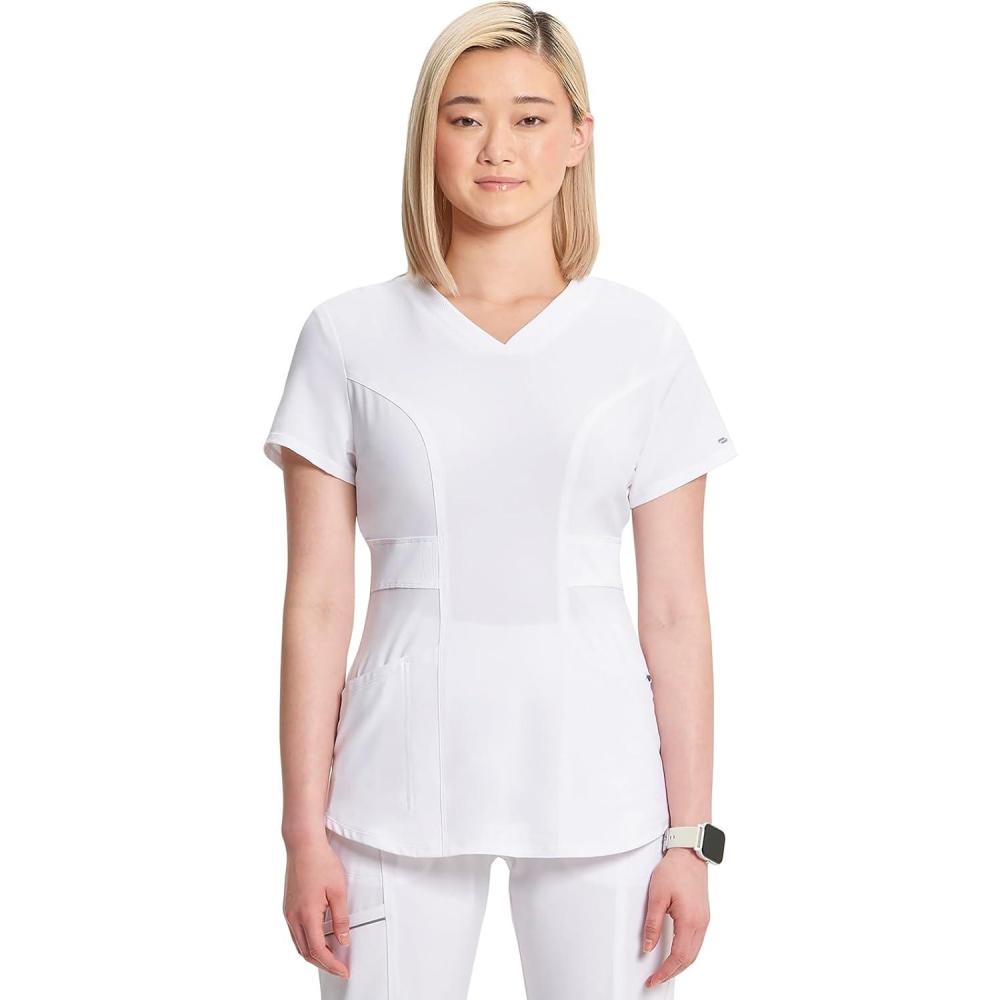 imageInfinity Cherokee VNeck Womens Nurse Scrub Top 4Way Stretch Superior Performance and Comfort CK623AWhite