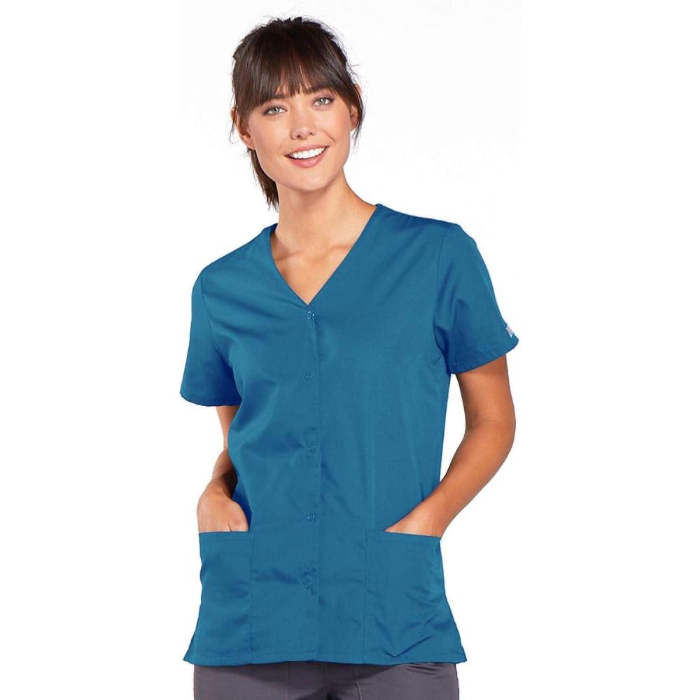 imageScrubs for Women Workwear Originals Snap Front Top 4770Caribbean Blue