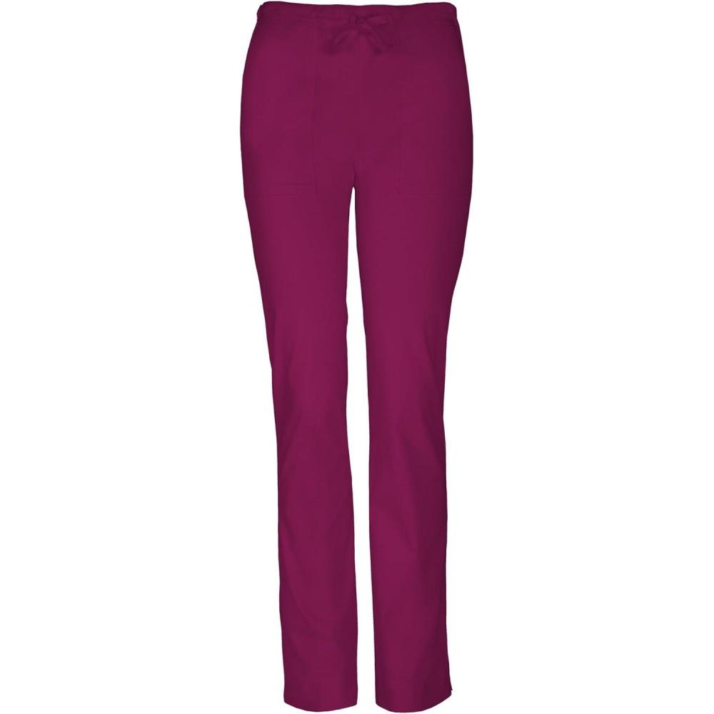 imageWorkwear Core Stretch Women Scrubs Pant Mid Rise Straight Leg Drawstring 4203Wine