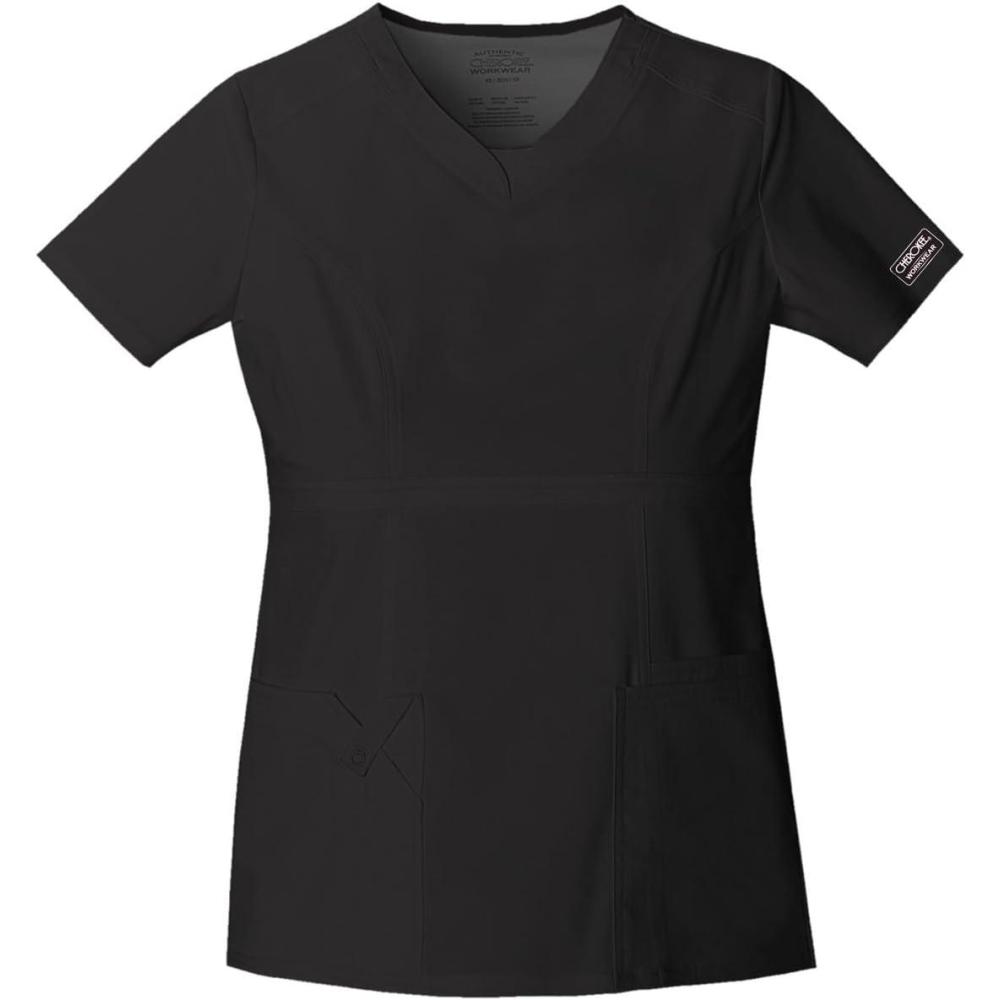 imageWorkwear Core Stretch Women Scrubs Top VNeck 24703Black