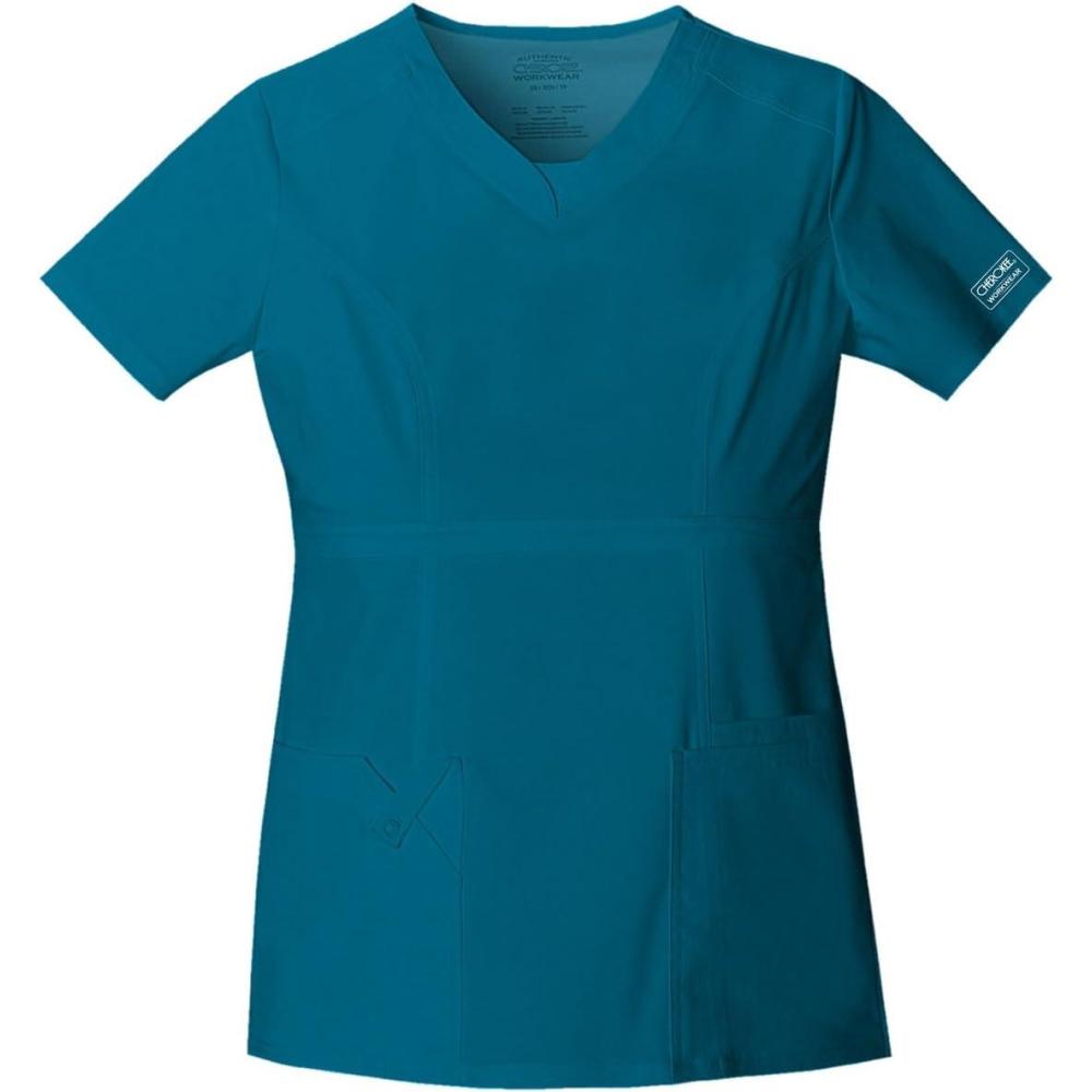 imageWorkwear Core Stretch Women Scrubs Top VNeck 24703Caribbean Blue