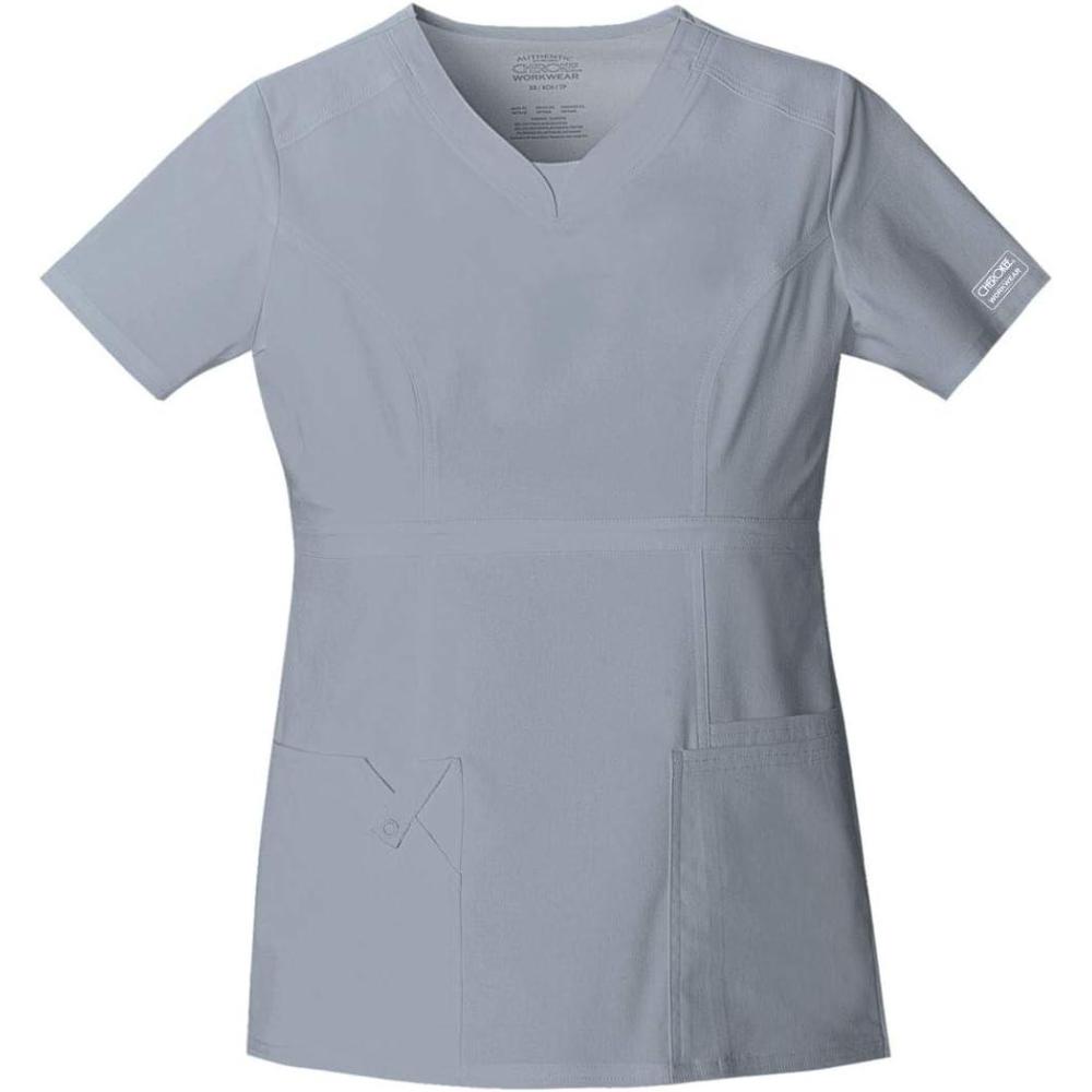 imageWorkwear Core Stretch Women Scrubs Top VNeck 24703Grey