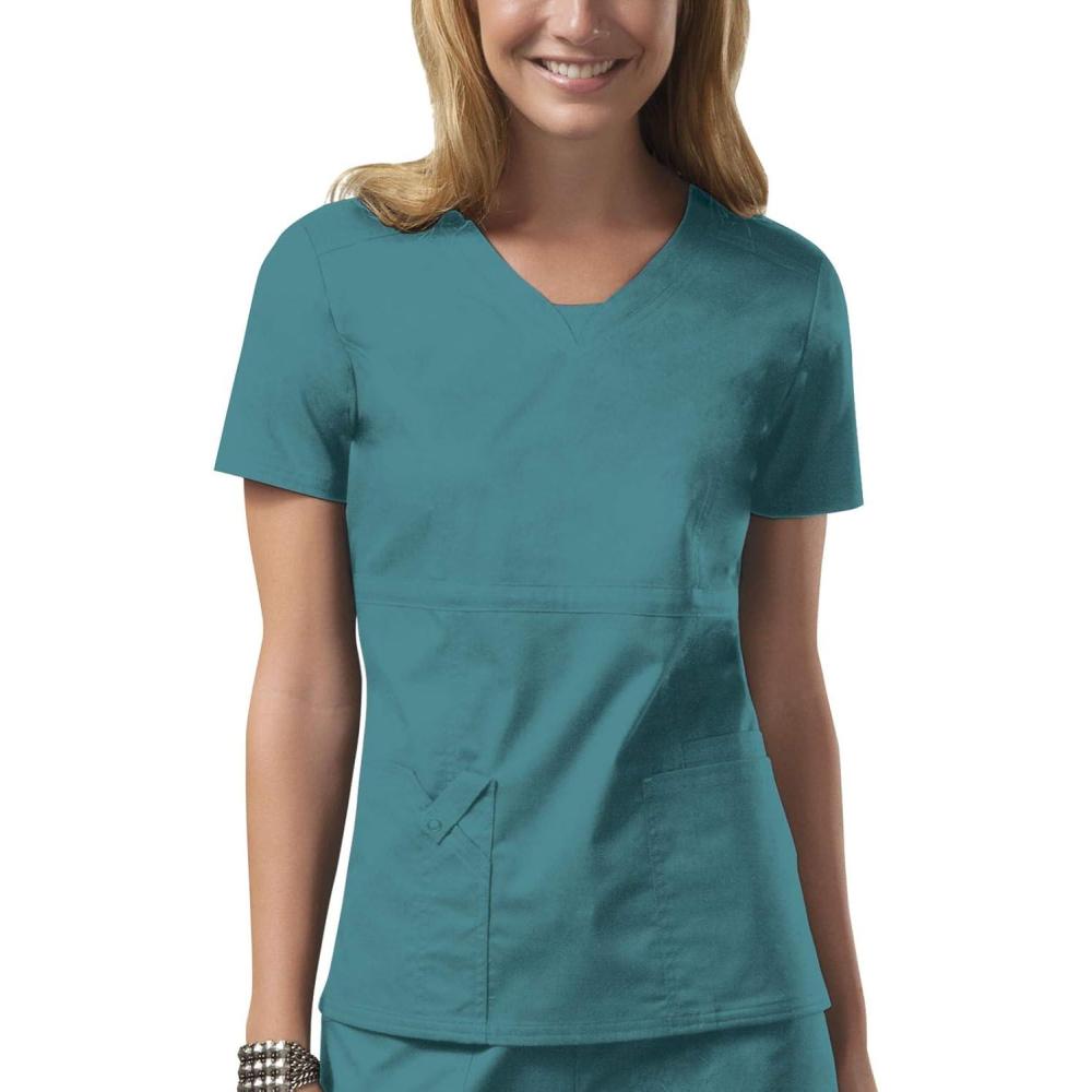 imageWorkwear Core Stretch Women Scrubs Top VNeck 24703Teal Blue