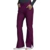 Cherokee Form Women Scrubs Pant Mid Rise Moderate Flare Leg Pull-on CK091(Wine)
