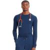 Cherokee Infinity Mens Long Sleeve Underscrub Top, Round Neck, Watch Slot Cuffs, Moisture Wicking 360 Stretch Fabric – IN608(Navy)