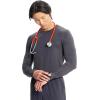 Cherokee Infinity Mens Long Sleeve Underscrub Top, Round Neck, Watch Slot Cuffs, Moisture Wicking 360 Stretch Fabric – IN608(Pewter)