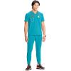 Cherokee Infinity Mens Partial Zip V-Neck Scrub Top, Rib-Knit Panels, 2 Zip Pockets, 1 Welt Pocket PROTX2 Fabric- IN702A(Aquaturque)
