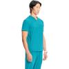 Cherokee Infinity Mens Partial Zip V-Neck Scrub Top, Rib-Knit Panels, 2 Zip Pockets, 1 Welt Pocket PROTX2 Fabric- IN702A(Aquaturque)