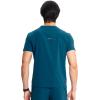 Cherokee Infinity Mens Partial Zip V-Neck Scrub Top, Rib-Knit Panels, 2 Zip Pockets, 1 Welt Pocket PROTX2 Fabric- IN702A(Caribbean Blue)
