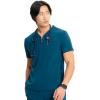Cherokee Infinity Mens Partial Zip V-Neck Scrub Top, Rib-Knit Panels, 2 Zip Pockets, 1 Welt Pocket PROTX2 Fabric- IN702A(Caribbean Blue)