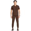 Cherokee Infinity Mens Partial Zip V-Neck Scrub Top, Rib-Knit Panels, 2 Zip Pockets, 1 Welt Pocket PROTX2 Fabric- IN702A(Espresso Express)