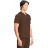 Cherokee Infinity Mens Partial Zip V-Neck Scrub Top, Rib-Knit Panels, 2 Zip Pockets, 1 Welt Pocket PROTX2 Fabric- IN702A(Espresso Express)