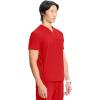 Cherokee Infinity Mens Partial Zip V-Neck Scrub Top, Rib-Knit Panels, 2 Zip Pockets, 1 Welt Pocket PROTX2 Fabric- IN702A(Fire Bird)